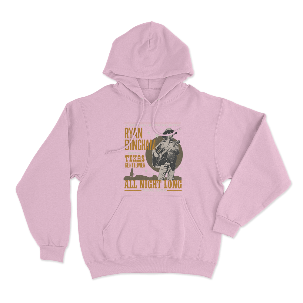 Ryan Bingham 2025 All Night Tour Unisex Hoodie Pink Ryan Bingham 2025 All Night Tour Unisex Hoodie Pink