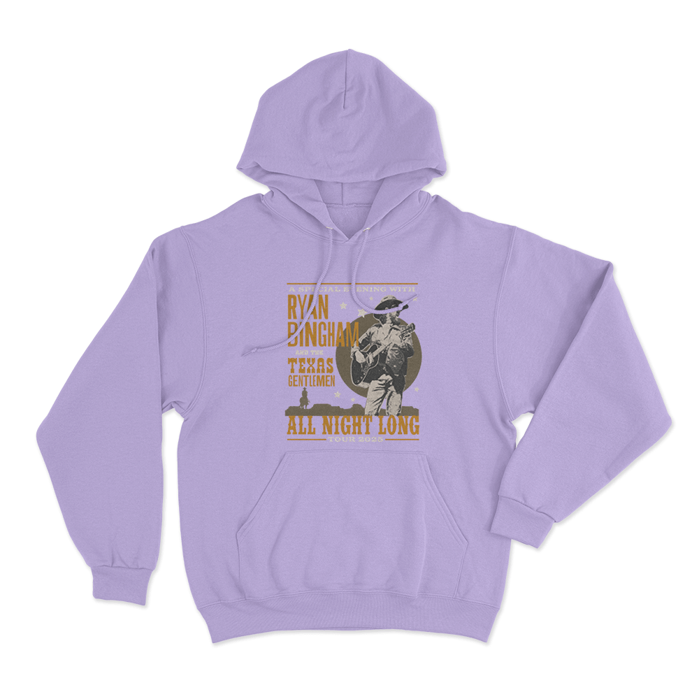 Ryan Bingham 2025 All Night Tour Unisex Hoodie Purple Ryan Bingham 2025 All Night Tour Unisex Hoodie Purple