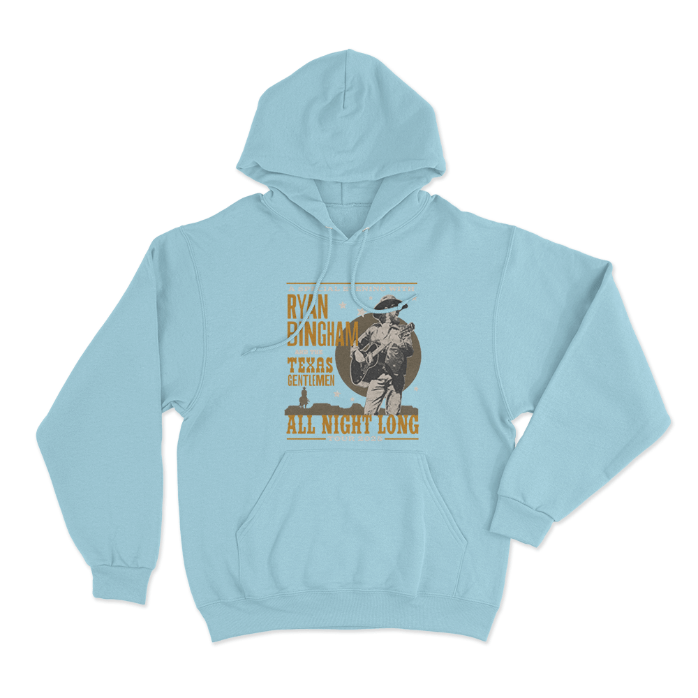 Ryan Bingham 2025 All Night Tour Unisex Hoodie Sky Blue Ryan Bingham 2025 All Night Tour Unisex Hoodie Sky Blue