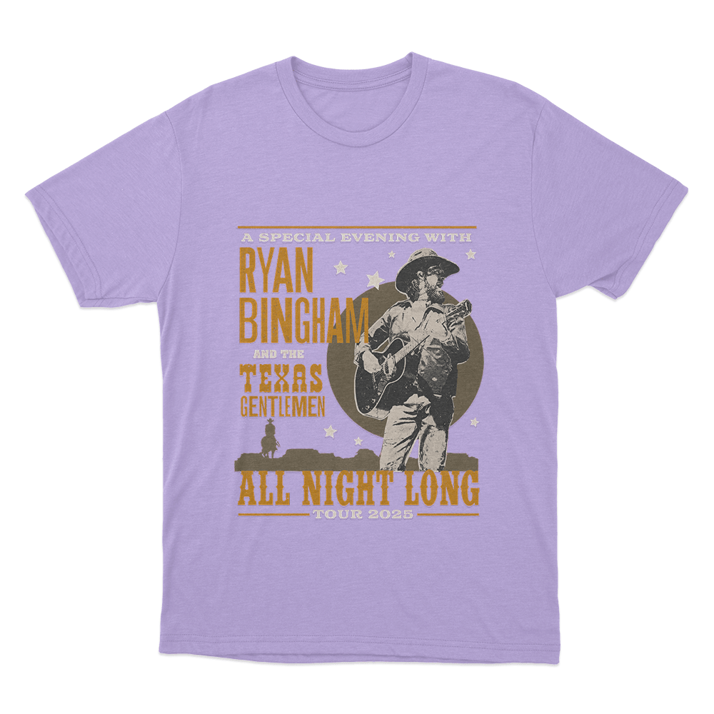 Ryan Bingham 2025 All Night Tour Unisex T Shirt Purple Ryan Bingham 2025 All Night Tour Unisex T Shirt Purple