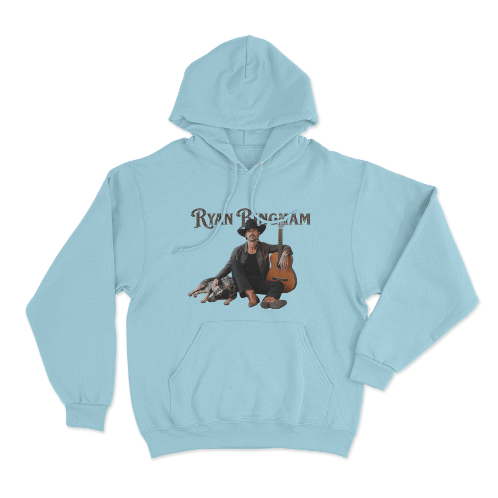 Ryan Bingham Portrait Unisex Hoodie Sky Blue Ryan Bingham Portrait Unisex Hoodie Sky Blue
