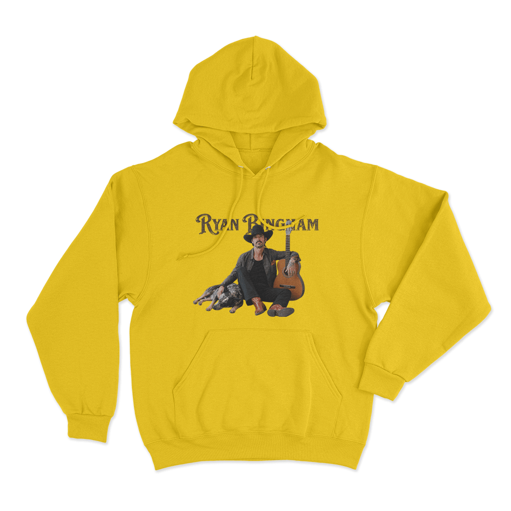 Ryan Bingham Portrait Unisex Hoodie Yellow Ryan Bingham Portrait Unisex Hoodie Yellow