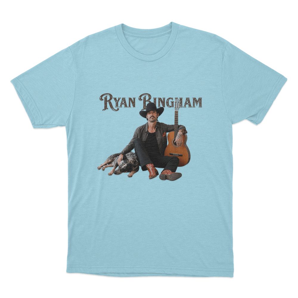 Ryan Bingham Portrait Unisex T Shirt Sky Blue Ryan Bingham Portrait Unisex T Shirt Sky Blue