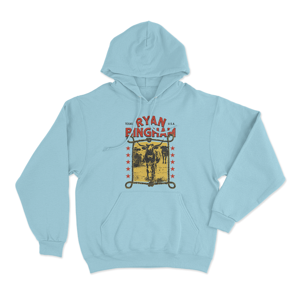 Ryan Bingham Texas Longhorn Unisex Hoodie Sky Blue Ryan Bingham Texas Longhorn Unisex Hoodie Sky Blue