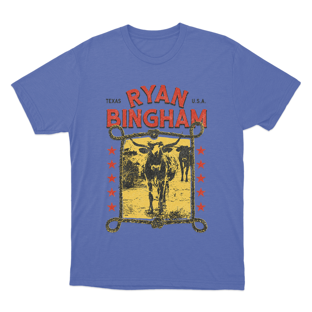 Ryan Bingham Texas Longhorn Unisex T Shirt Blue Ryan Bingham Texas Longhorn Unisex T Shirt Blue