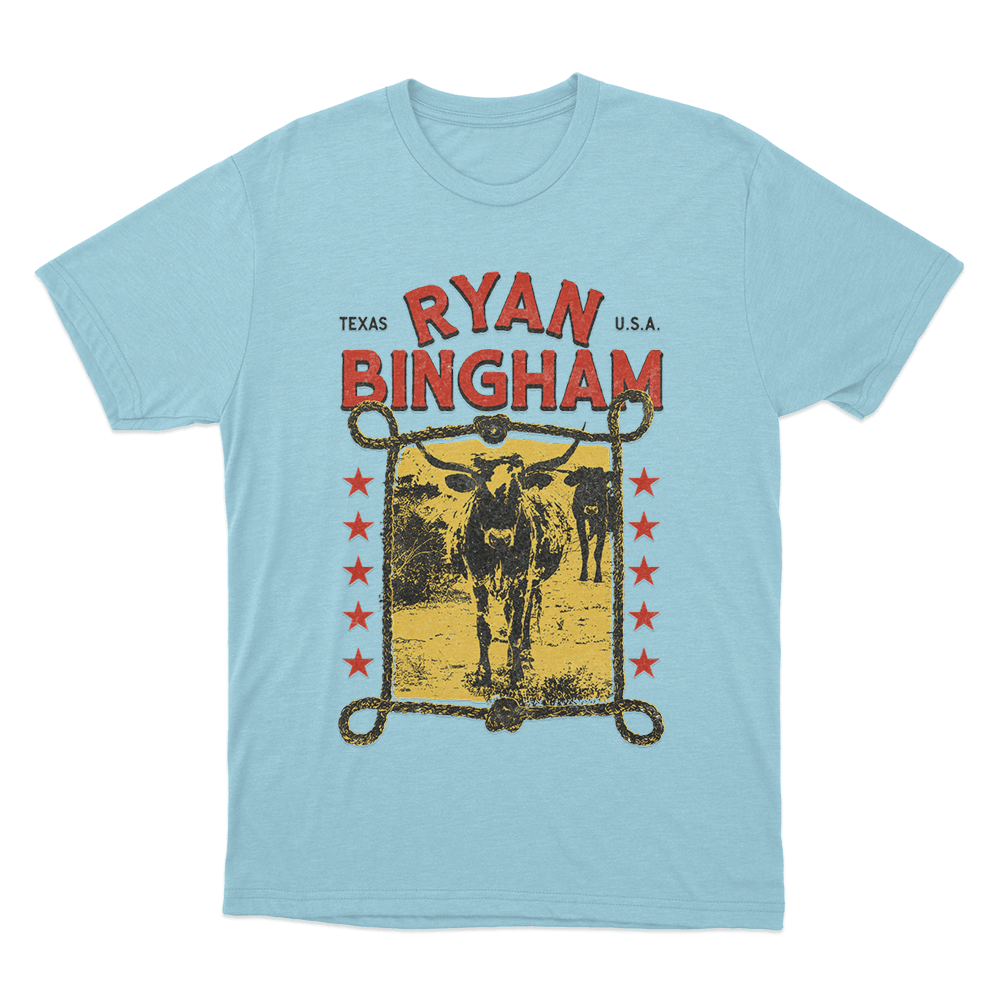 Ryan Bingham Texas Longhorn Unisex T Shirt Sky Blue Ryan Bingham Texas Longhorn Unisex T Shirt Sky Blue