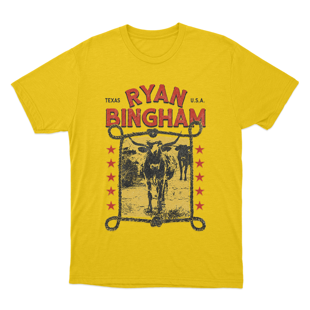 Ryan Bingham Texas Longhorn Unisex T Shirt Yellow Ryan Bingham Texas Longhorn Unisex T Shirt Yellow